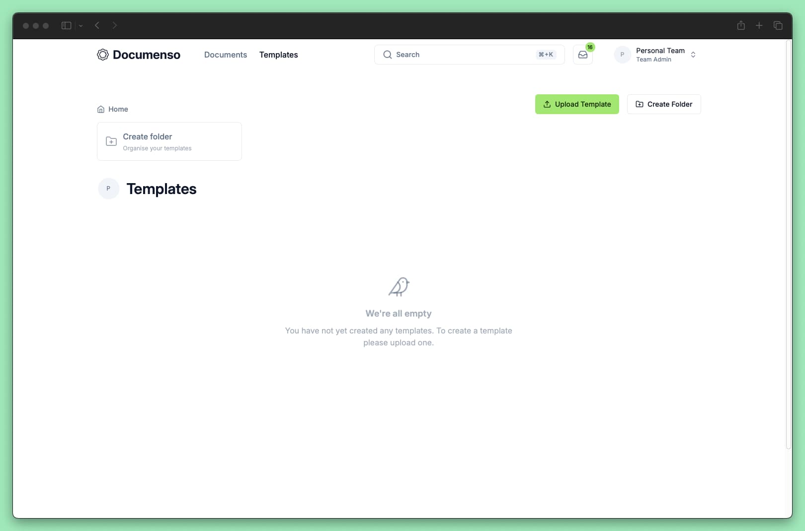 Templates page