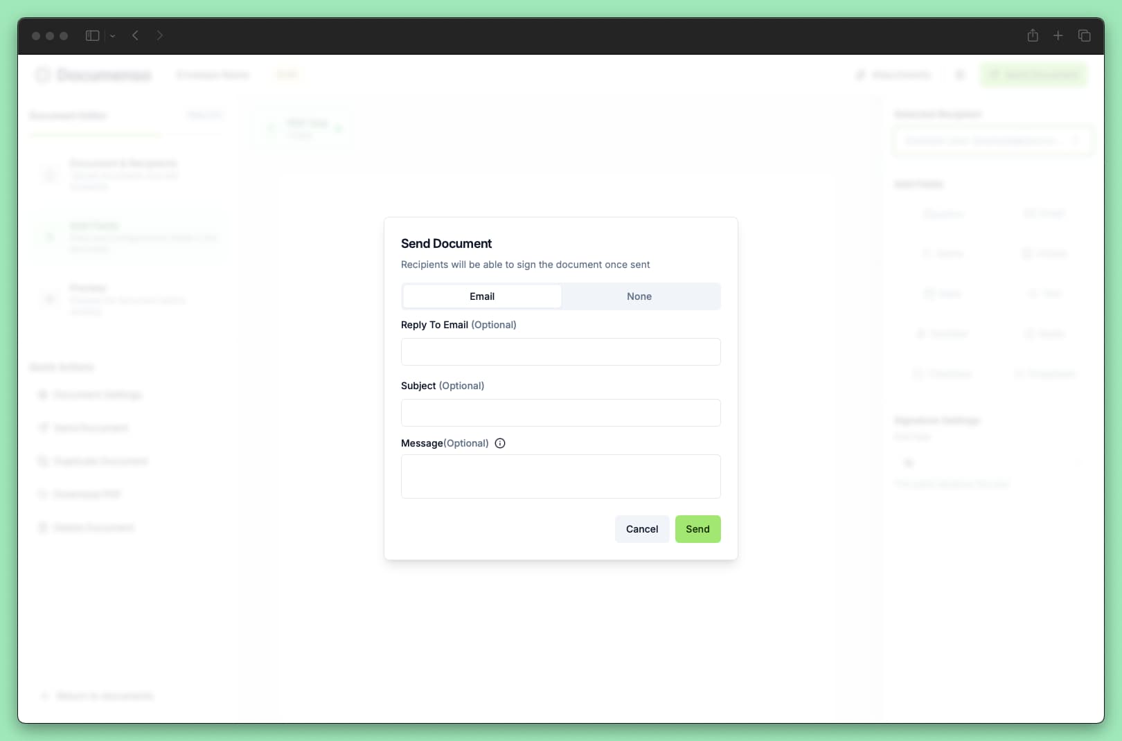 Document email settings