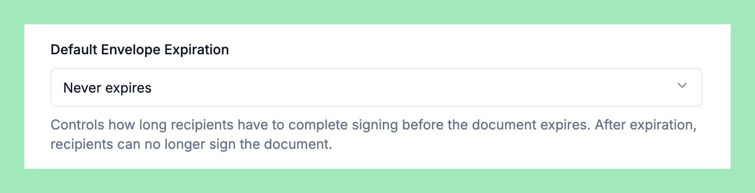 Recipient Expiration Screenshot